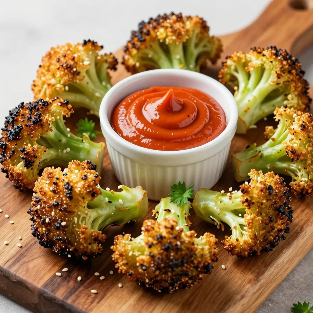 Crispy Baked Broccoli With A Sriracha Aioli