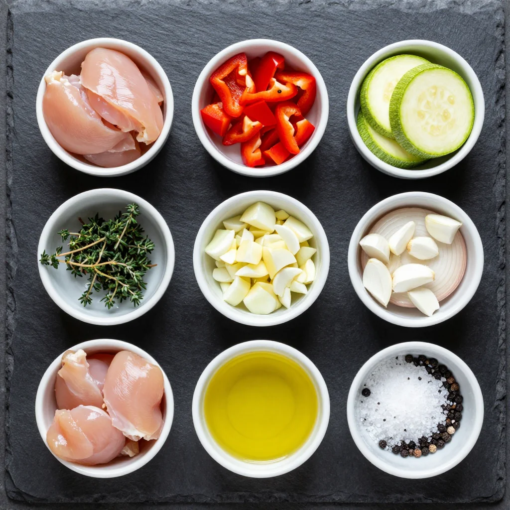 Ingredients for chicken and veggie skillet