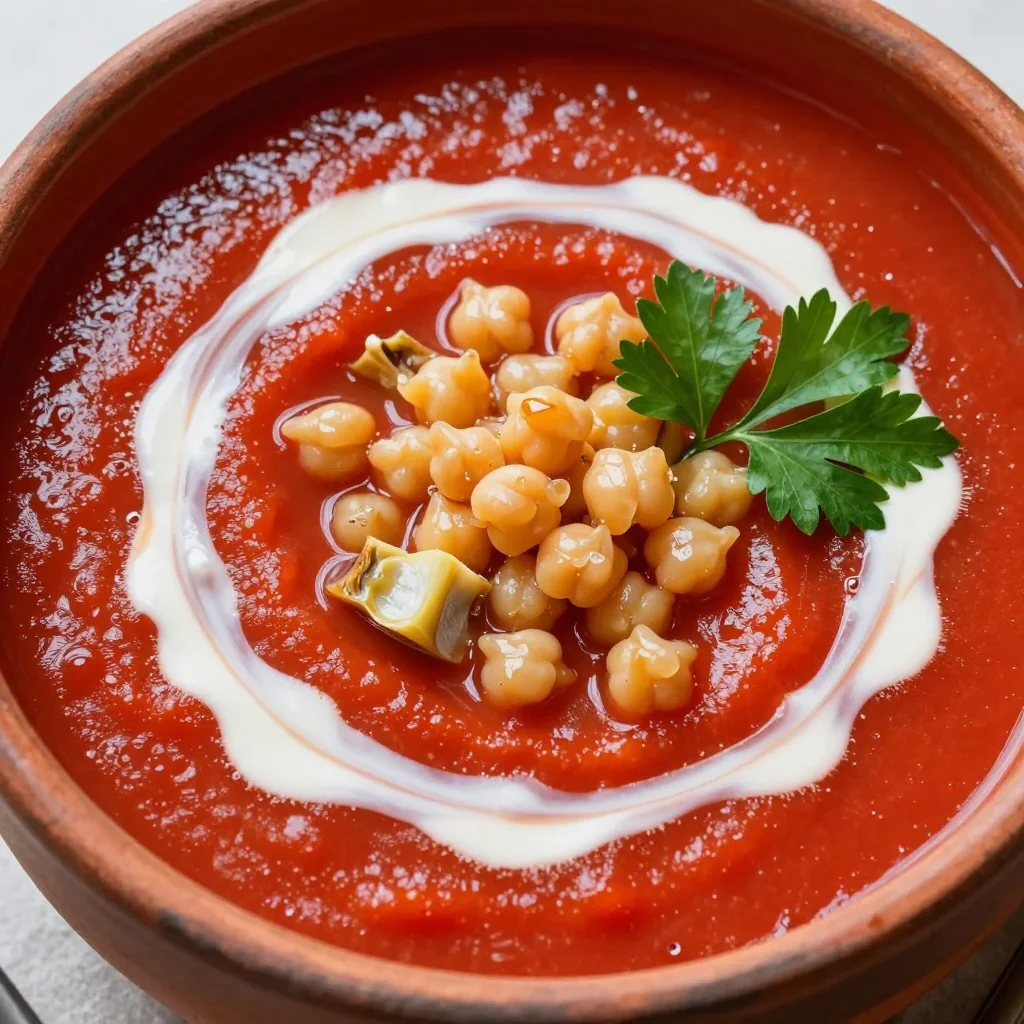 Warm Red Pepper Soup with Canned Goods for Detox Lunch