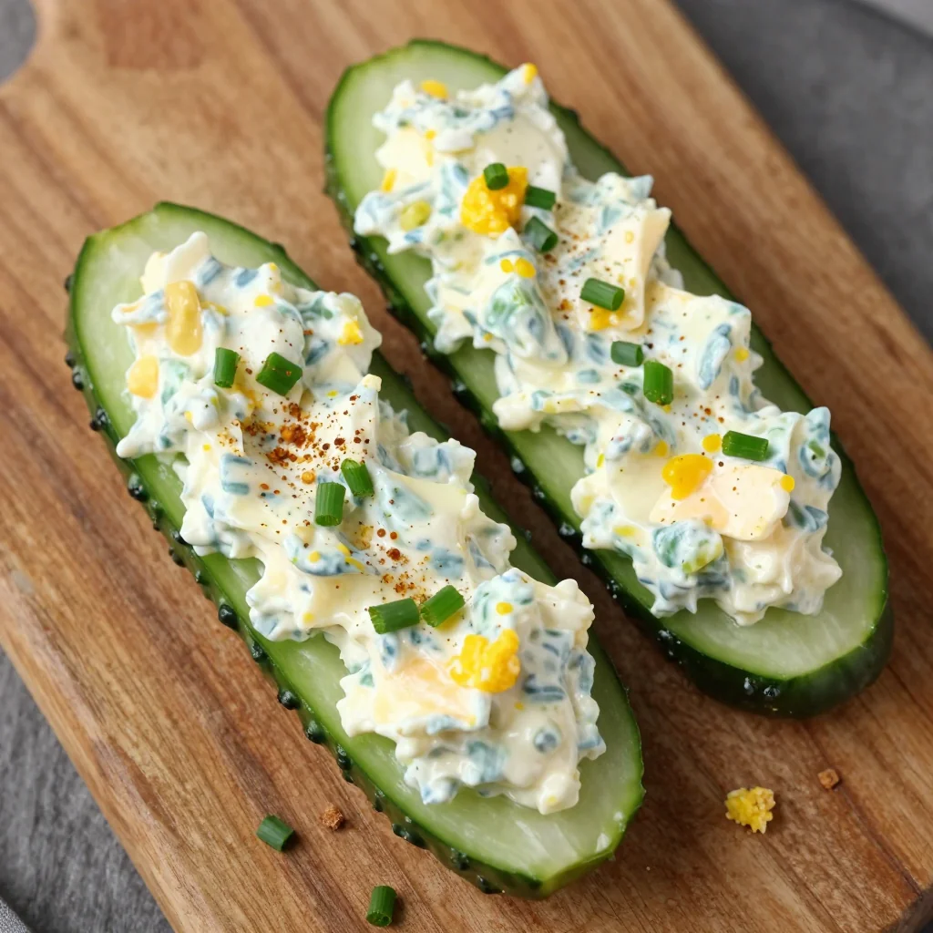 Meal Prep Keto Egg Salad Cucumber Boats for Low-Carb Bites