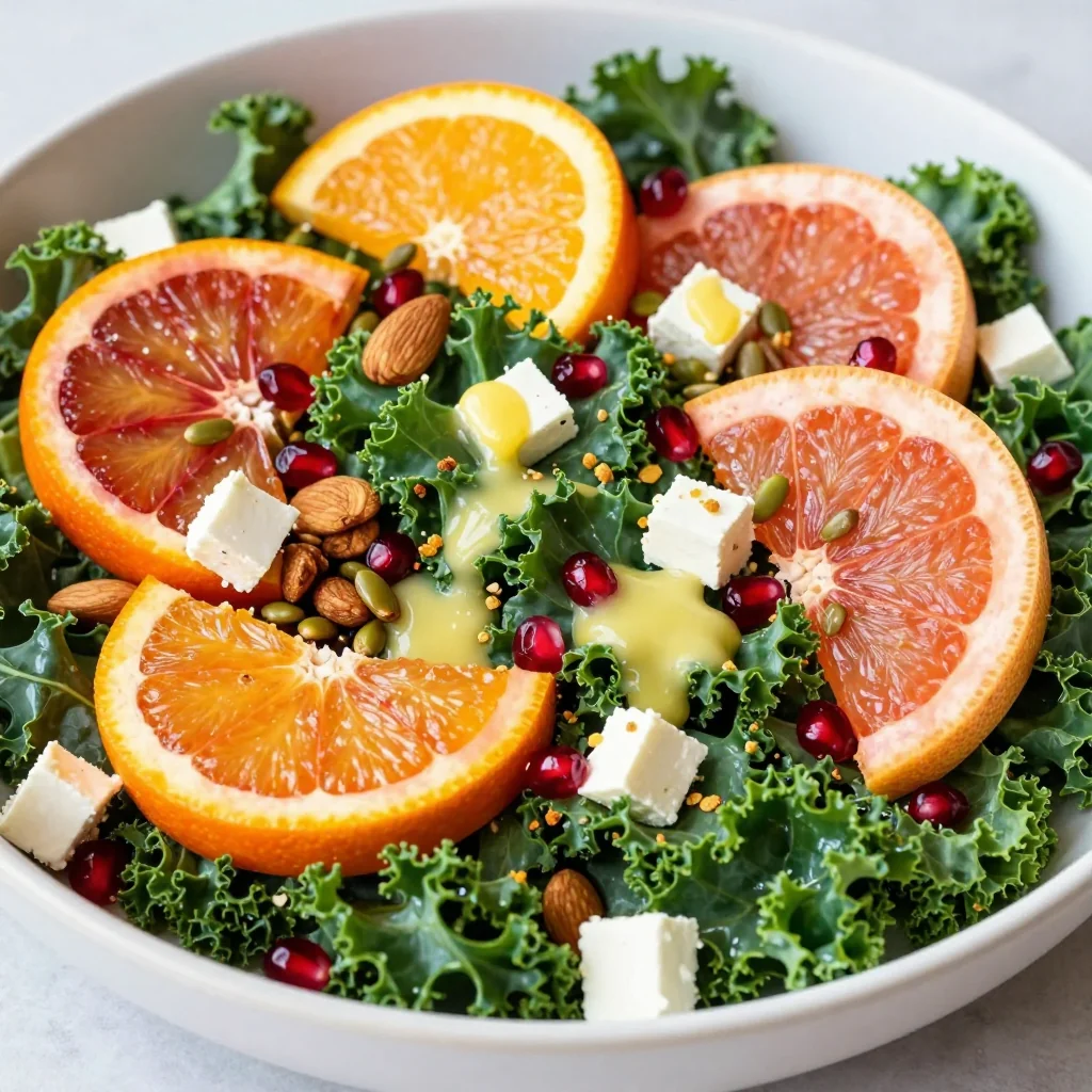 hearty citrus and kale salad with lemon dressing for winter days