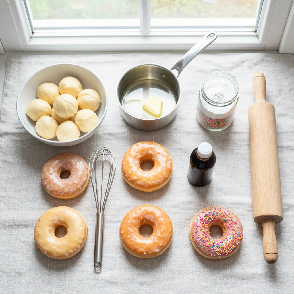 All ingredients for Homemade Glazed Donuts with Sprinkles
