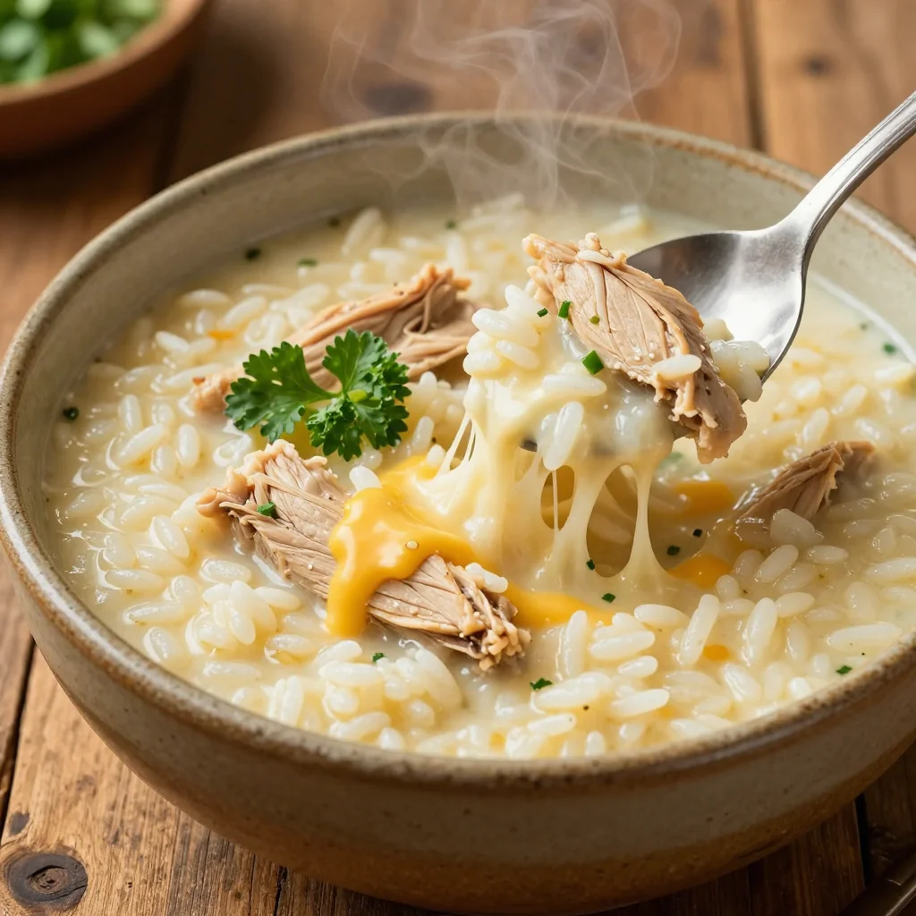 Cozy Cheesy Chicken and Rice Soup for Families