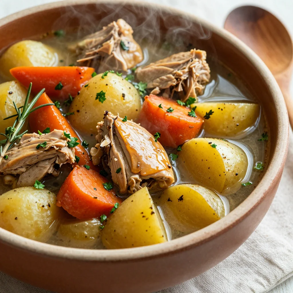 slow cooker turkey and root vegetable stew with fresh herbs for mlk day