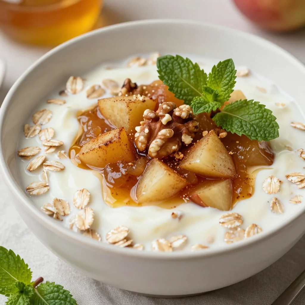 Cozy Overnight Oats with Warm Spiced Apple Compote