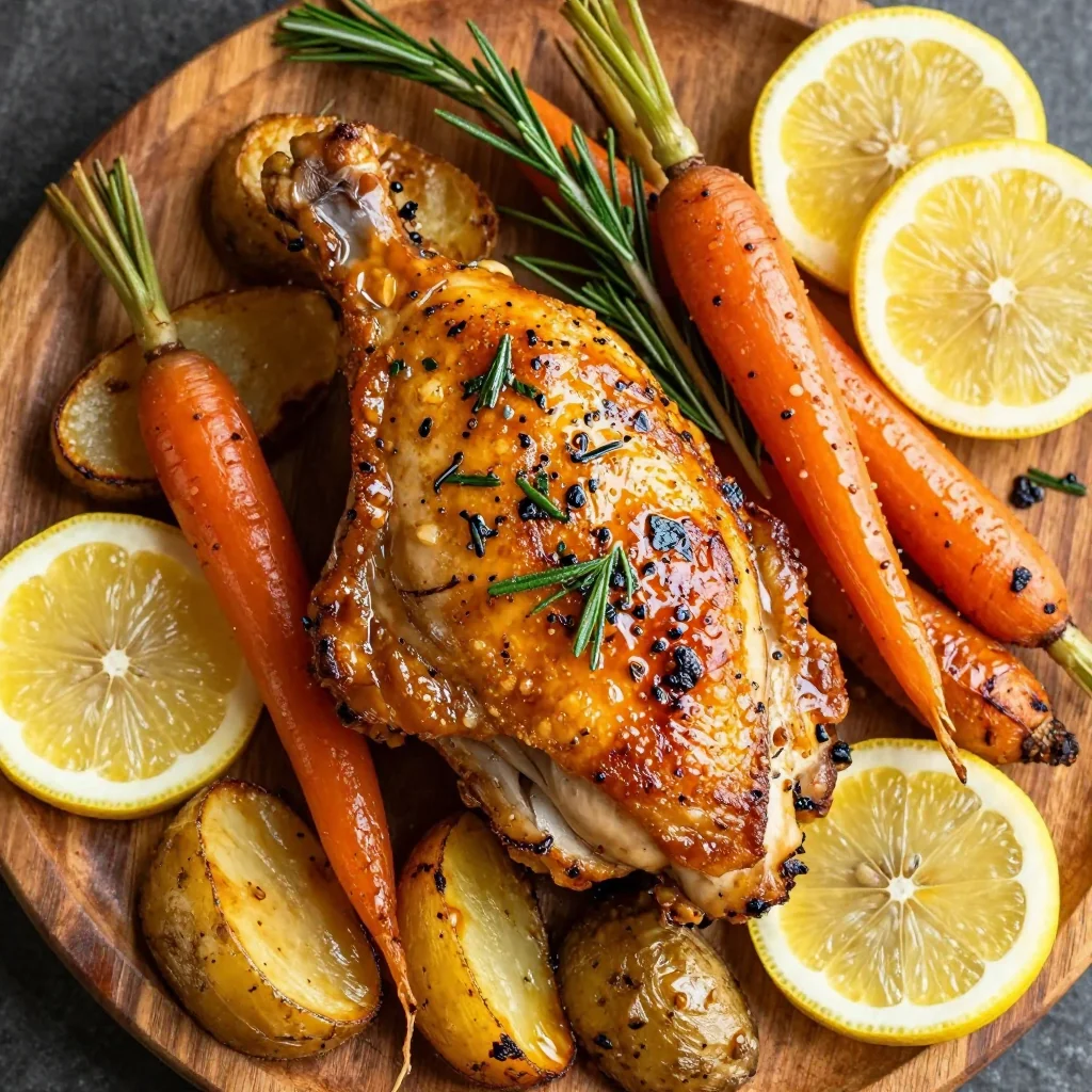 Healthy Lemon Herb Roasted Chicken and Root Veggies