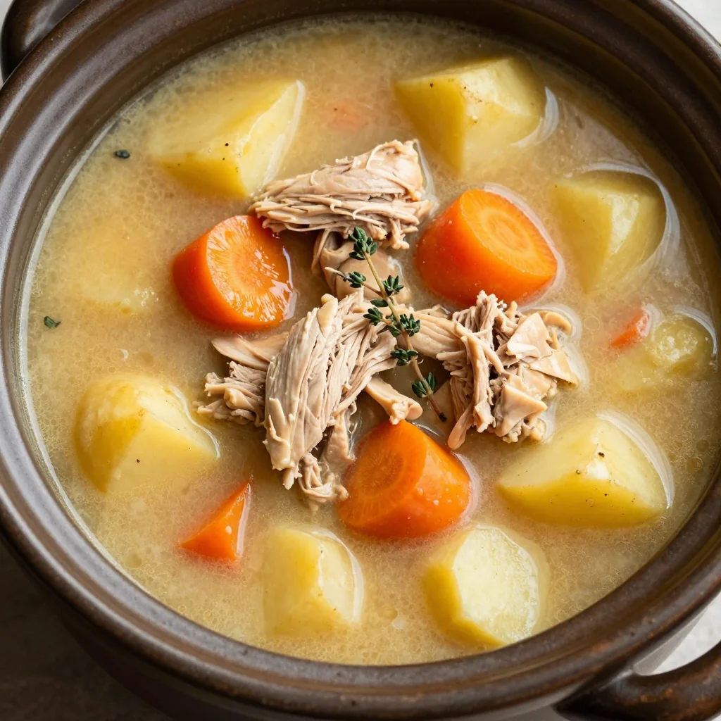 creamy slow cooker chicken and root vegetable soup for cold weather