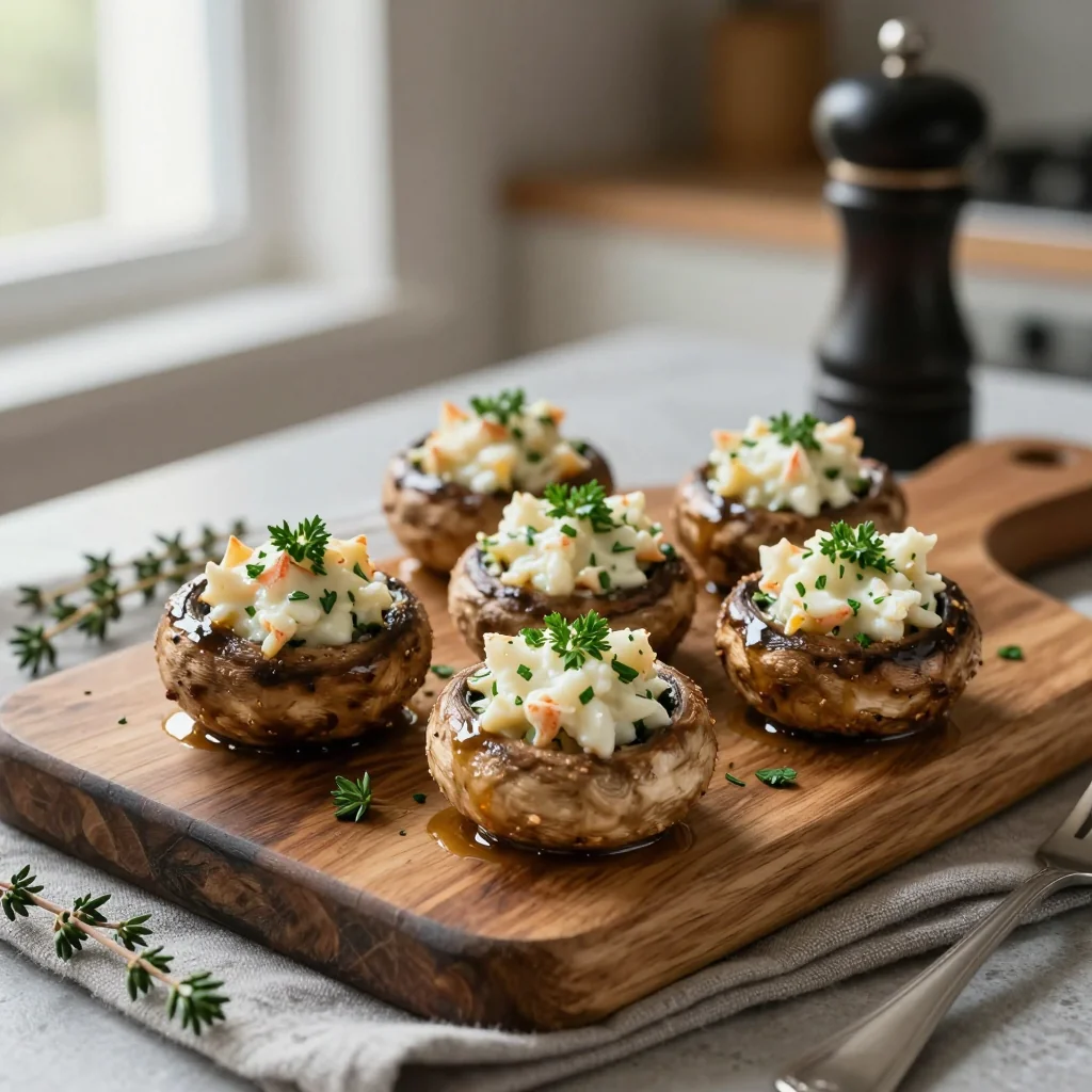 Crab Stuffed Mushrooms with Garlic and Herbs