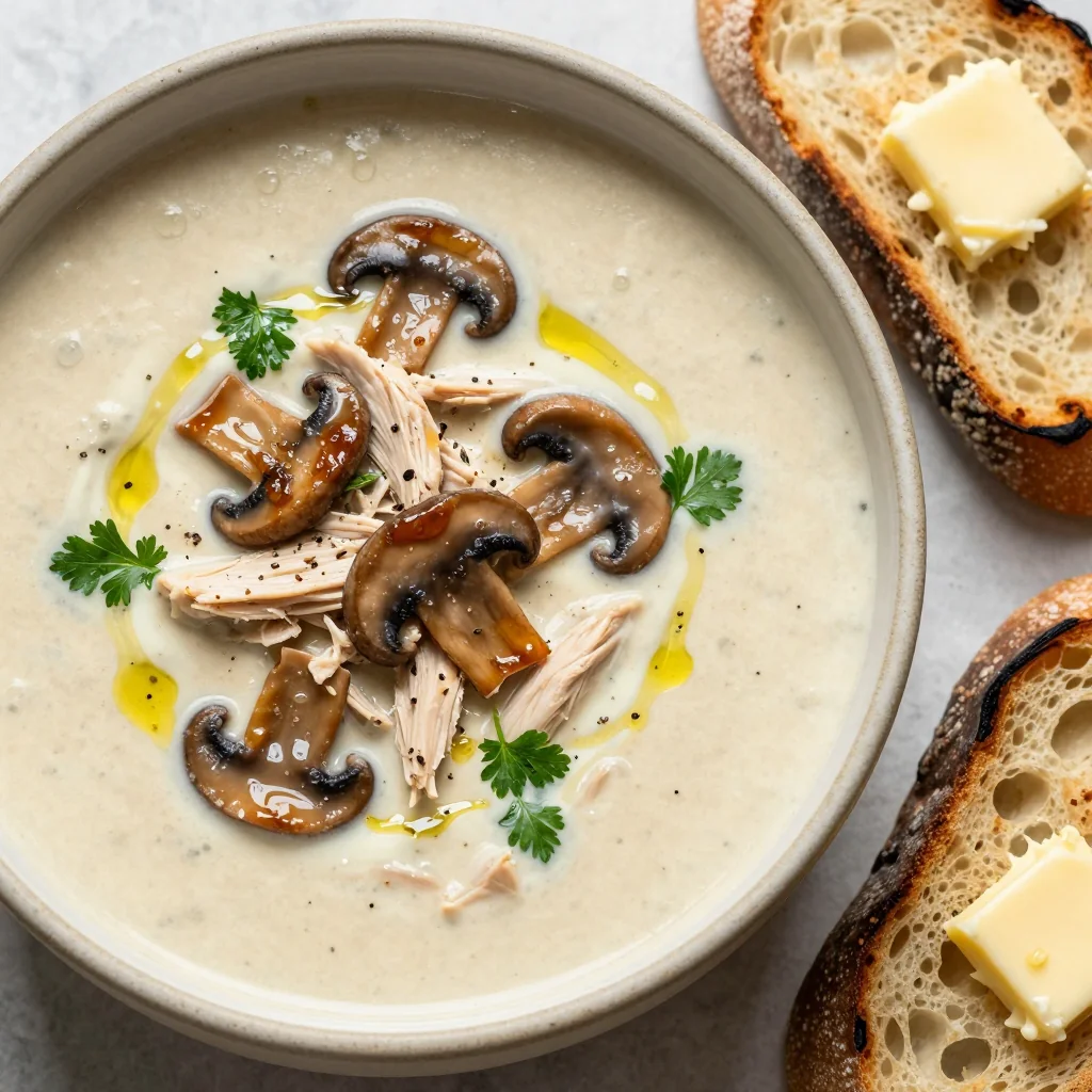 Slow Cooker Chicken and Mushroom Soup for a Creamy Bowl