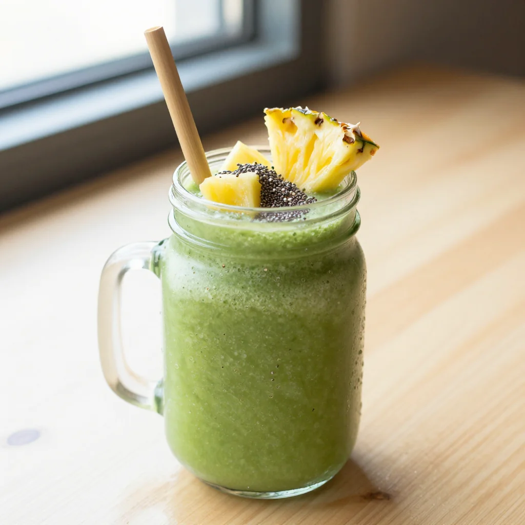 Glow Green Smoothie with Pineapple and Coconut Water