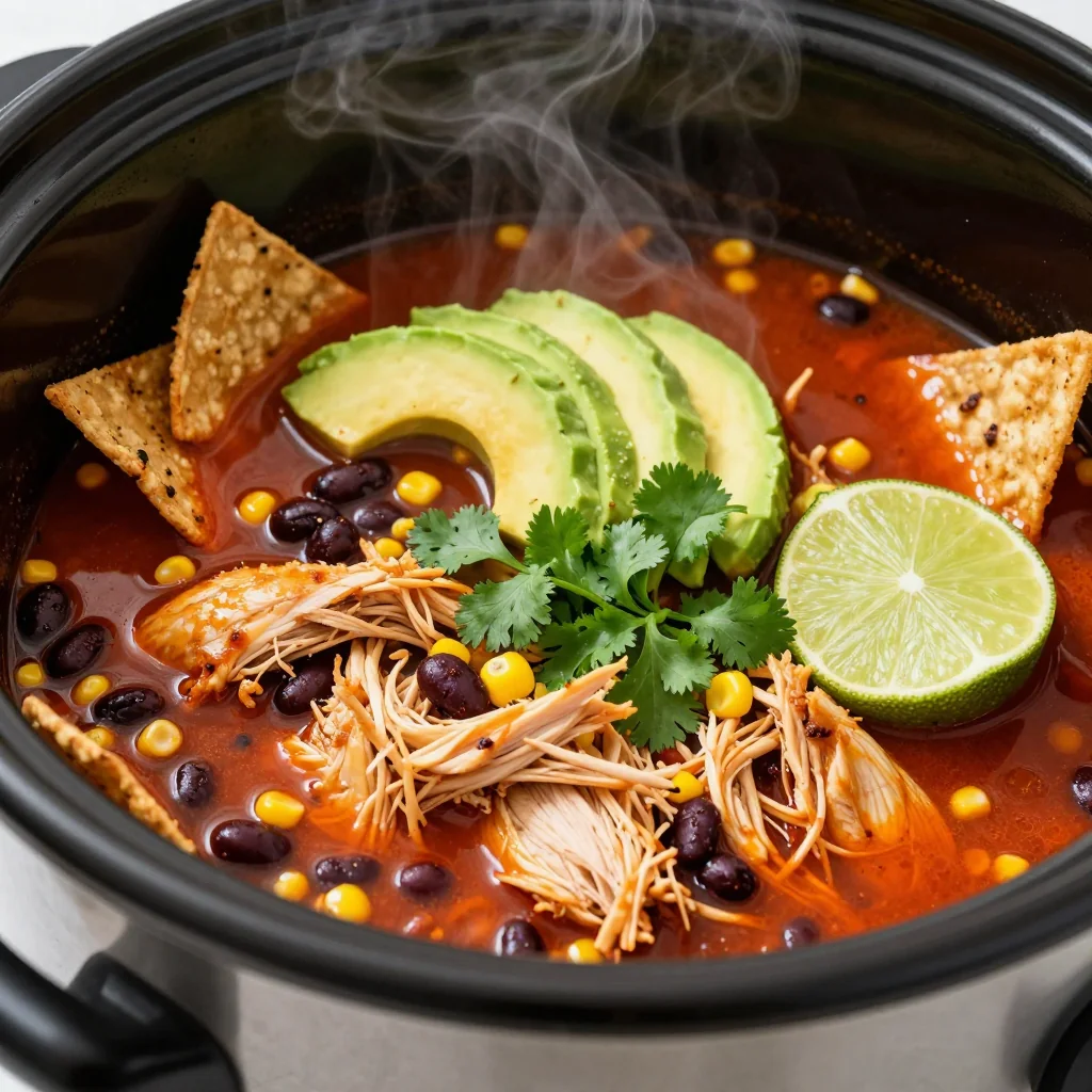 Slow Cooker Chicken Tortilla Soup for New Year Health
