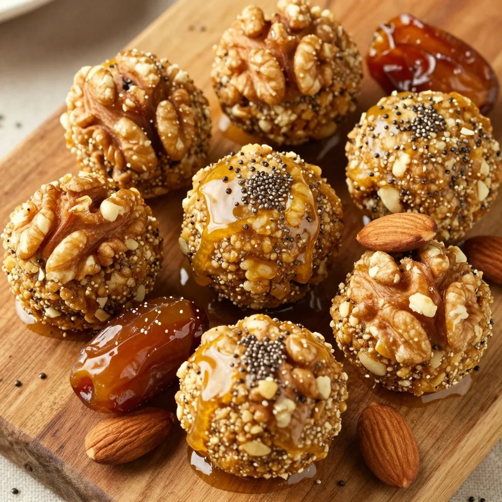 No-Bake Energy Bites with Dates and Nuts for Snack