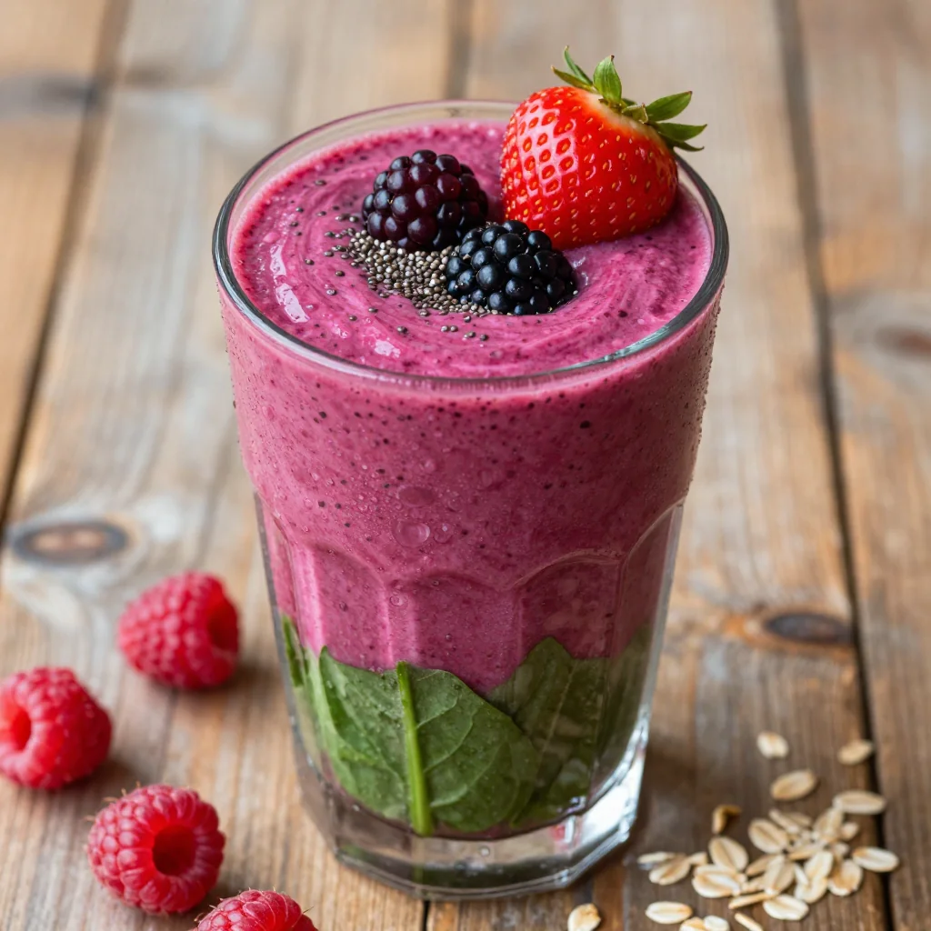 Berry and Spinach Detox Smoothie for Breakfast