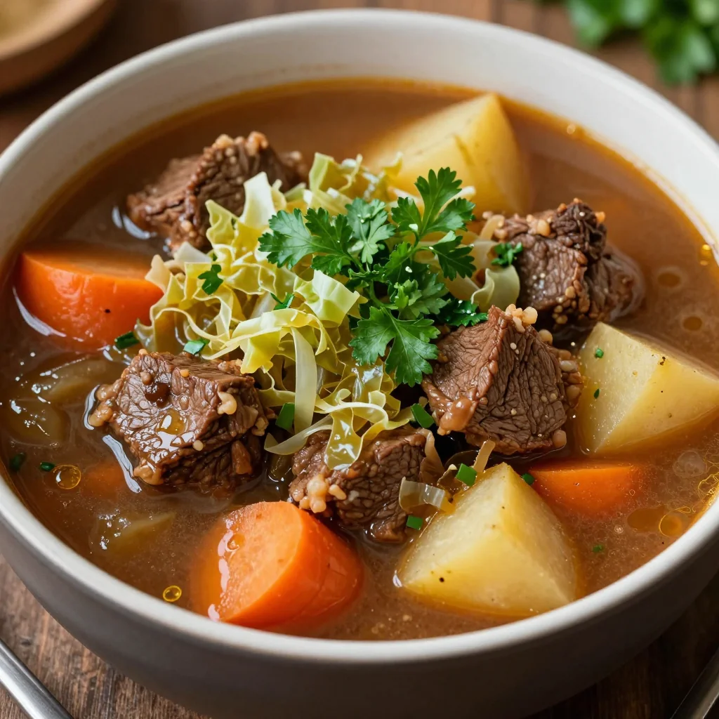 budgetfriendly beef and cabbage stew with winter vegetables