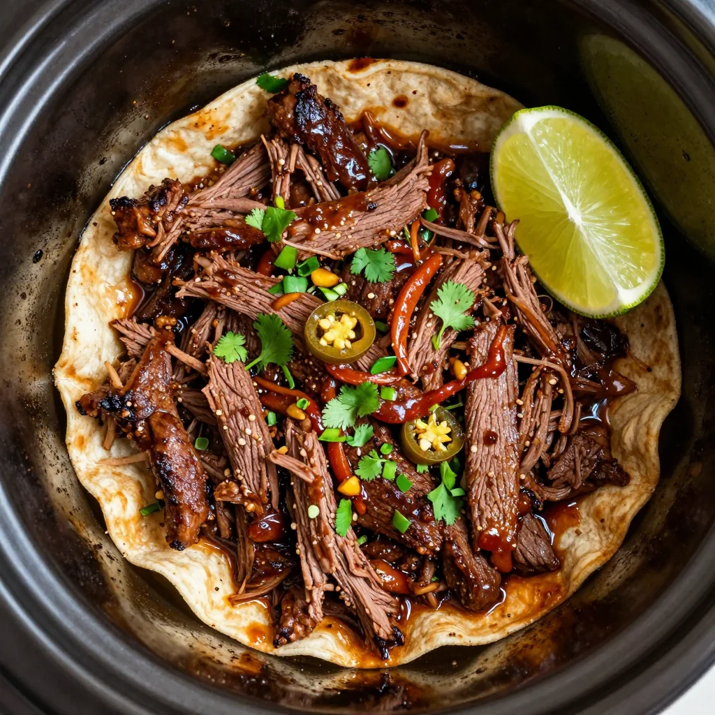 Slow Cooker Beef Barbacoa for Meal Prep Burritos