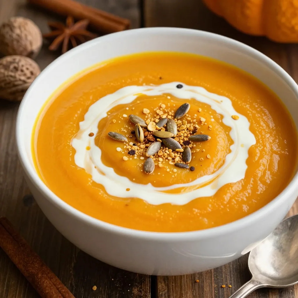 warm spiced pumpkin soup with toasted pepitas for cozy dinners
