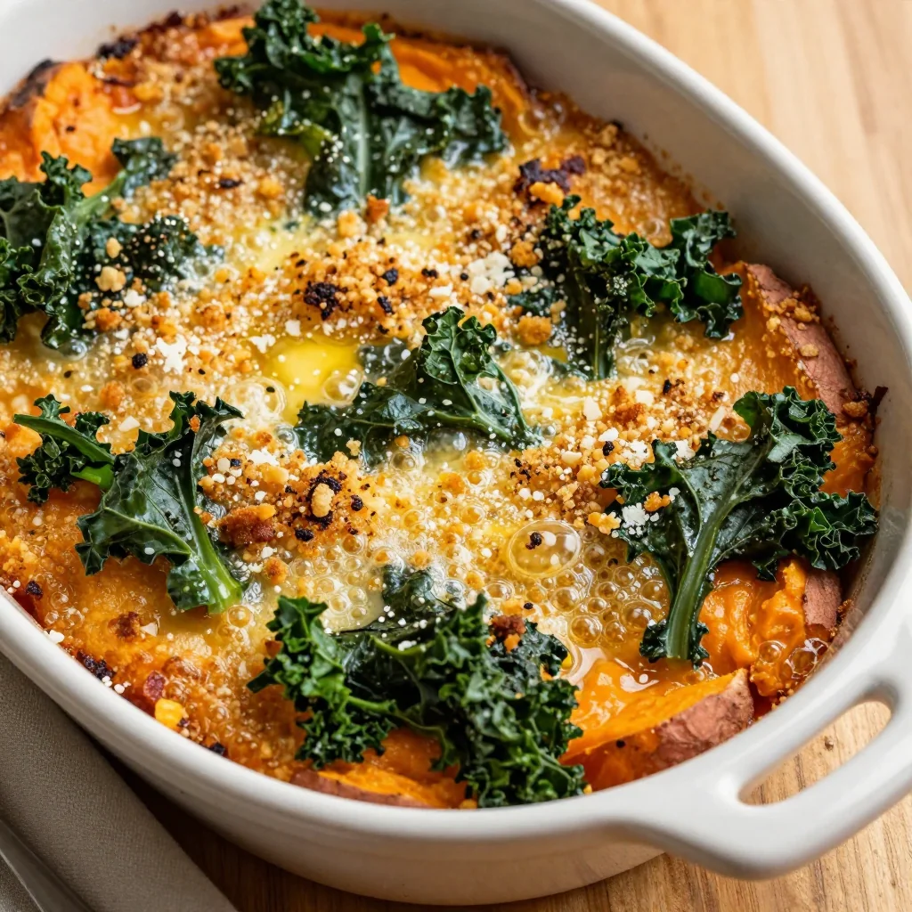 cozy batchcooked sweet potato and kale casserole for busy weeknights