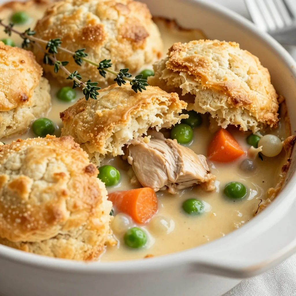 Creamy Chicken Pot Pie With A Biscuit Crust