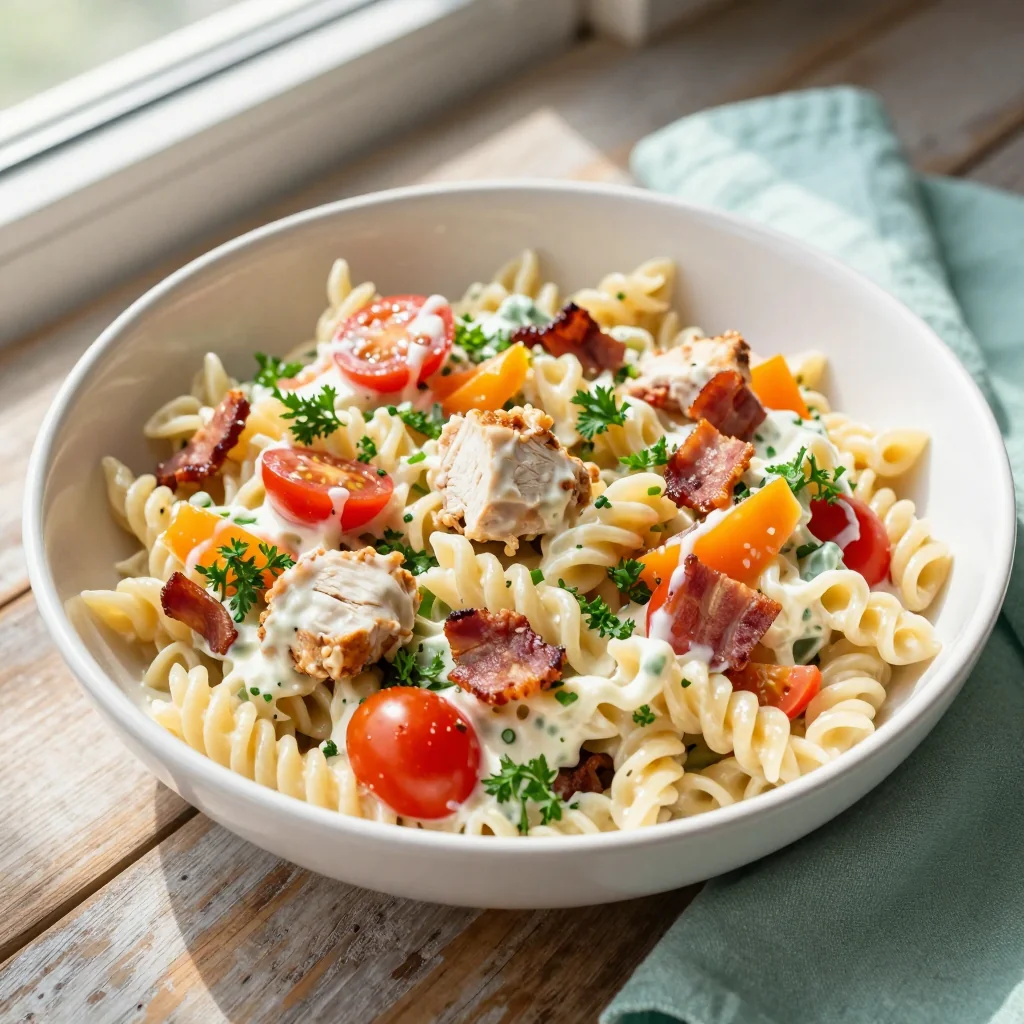 Chicken Bacon Ranch Pasta Salad Creamy