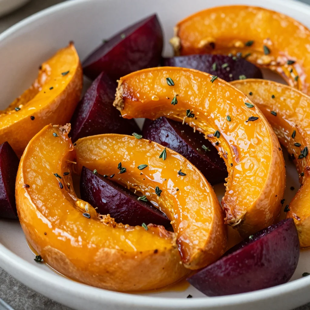 garlic roasted winter squash and beets for healthy family dinners