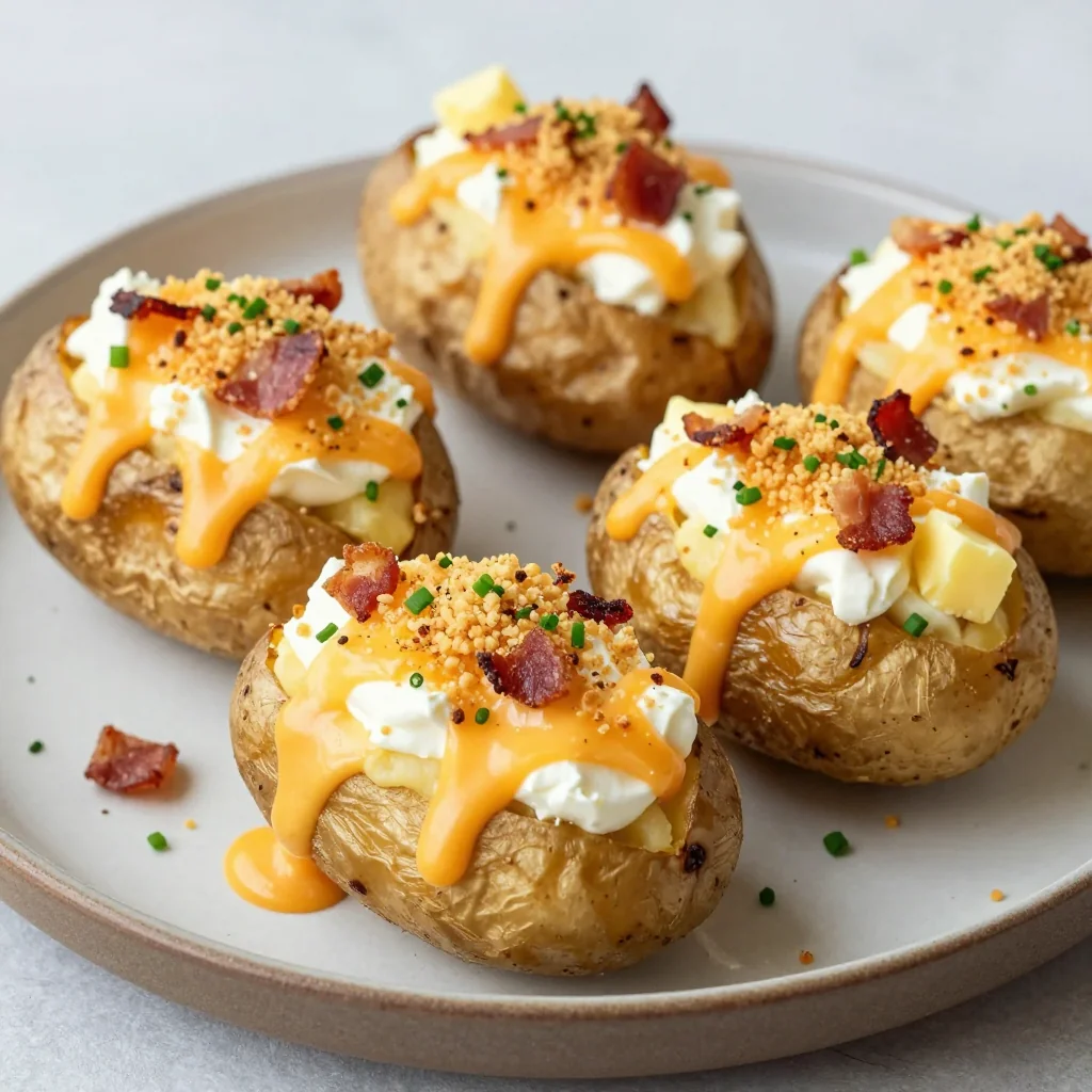 cheesy twice baked potatoes with bacon and crispy breadcrumbs for holidays