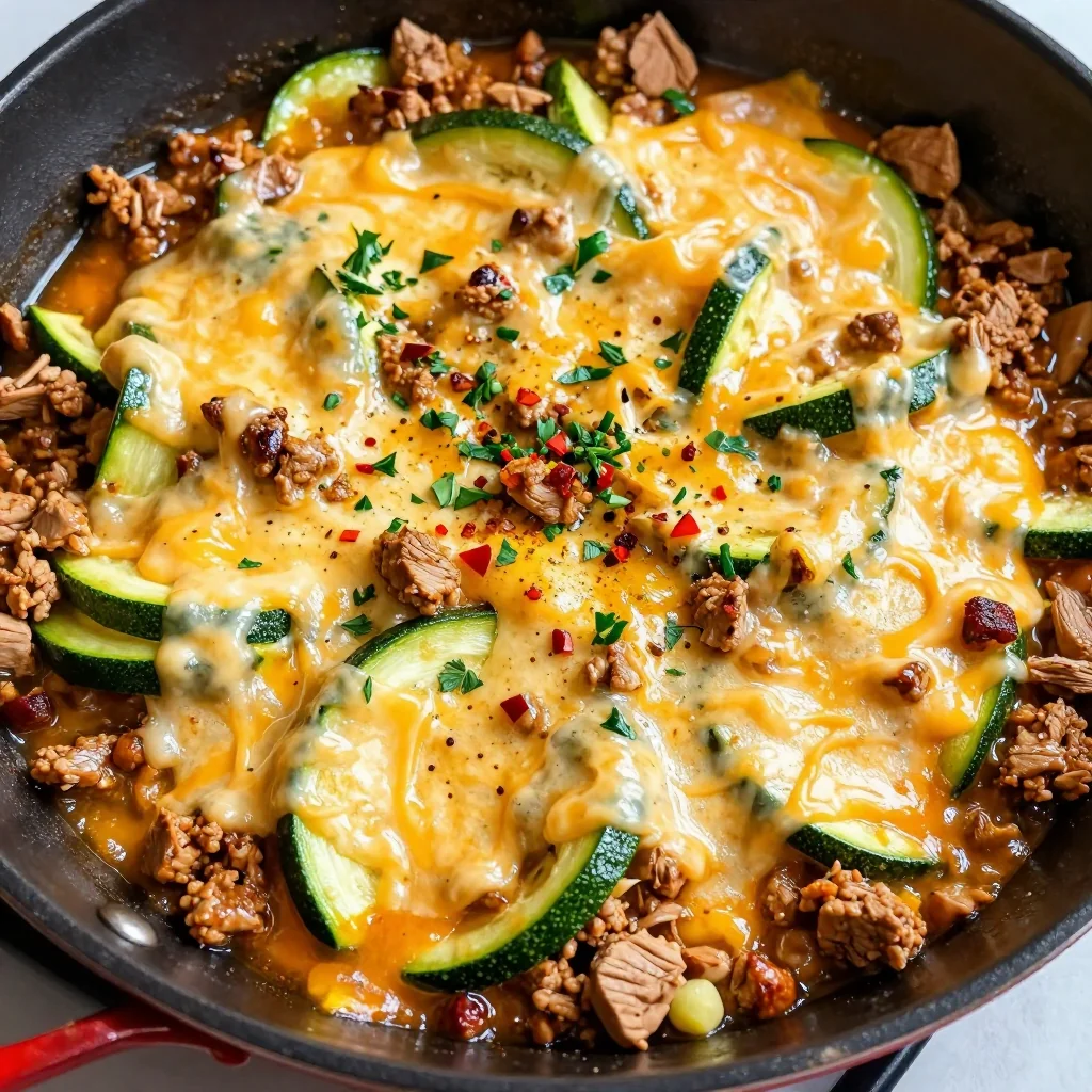 Cheesy Ground Turkey and Zucchini Skillet for Dinner