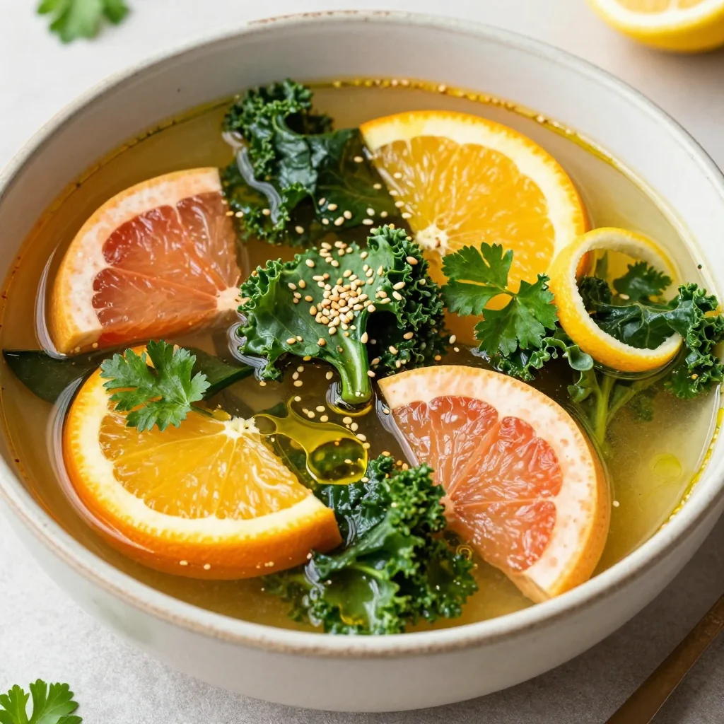 lowcalorie detox soup with winter citrus and leafy greens