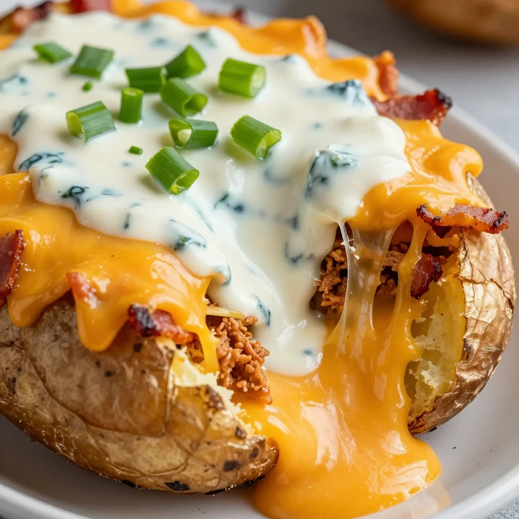 NFL Playoff Buffalo Chicken Dip Stuffed Potatoes