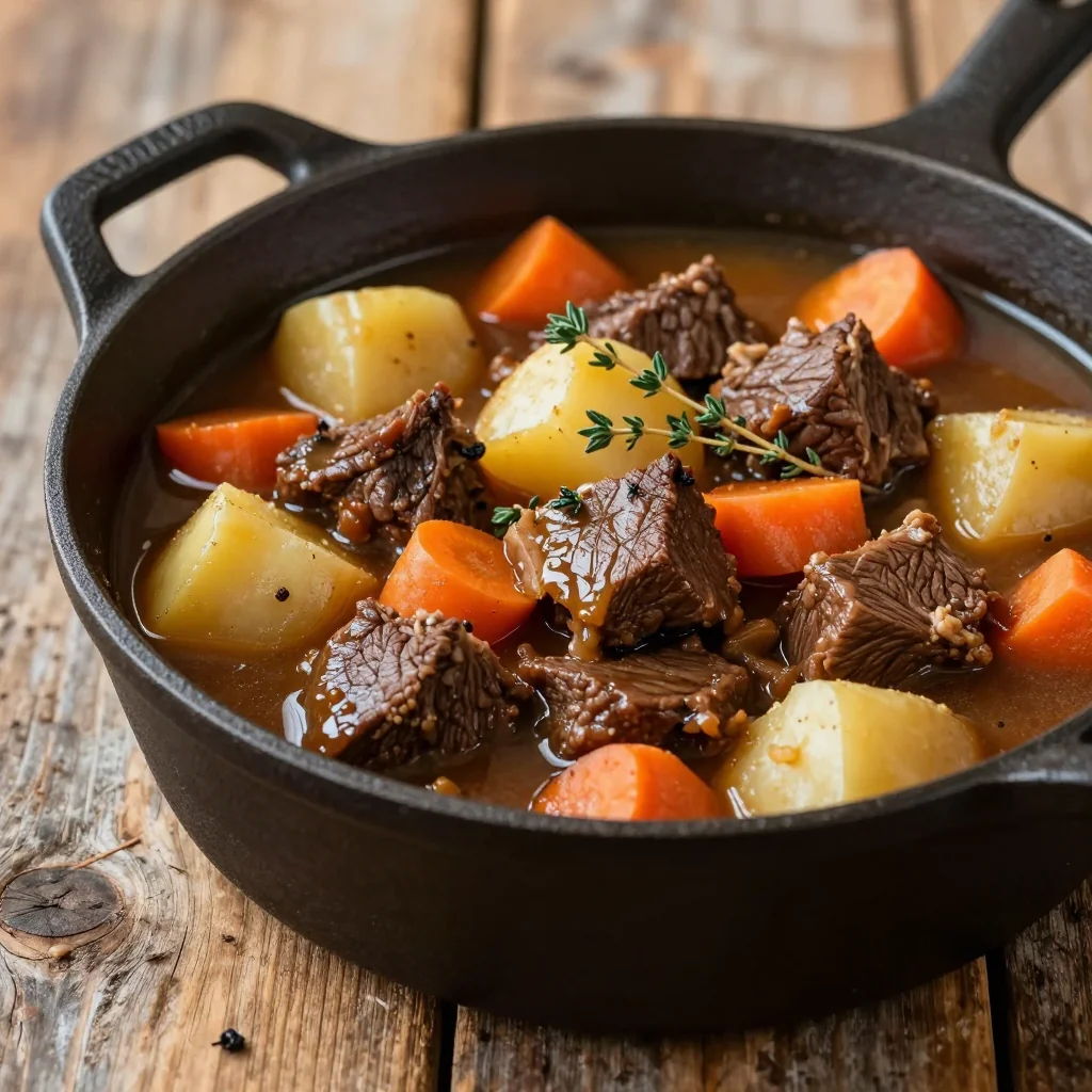 Pantry Clean Out Beef and Potato Stew with Carrots