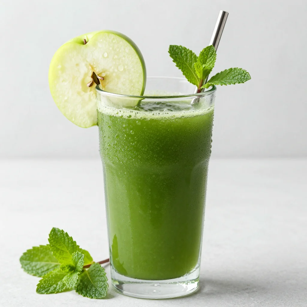 Vibrant Green Detox Juice With Apple Mint