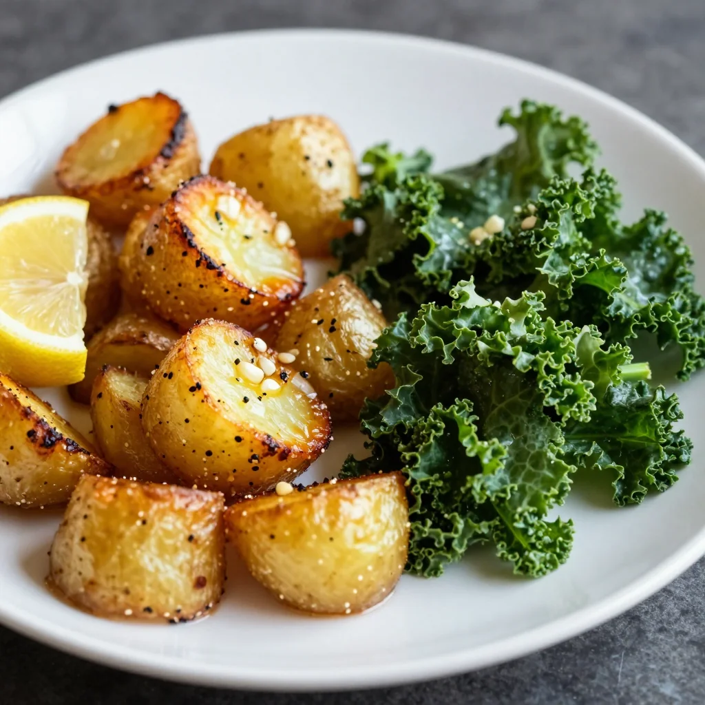 zesty lemon garlic roasted potatoes and kale for budgetfriendly dinners