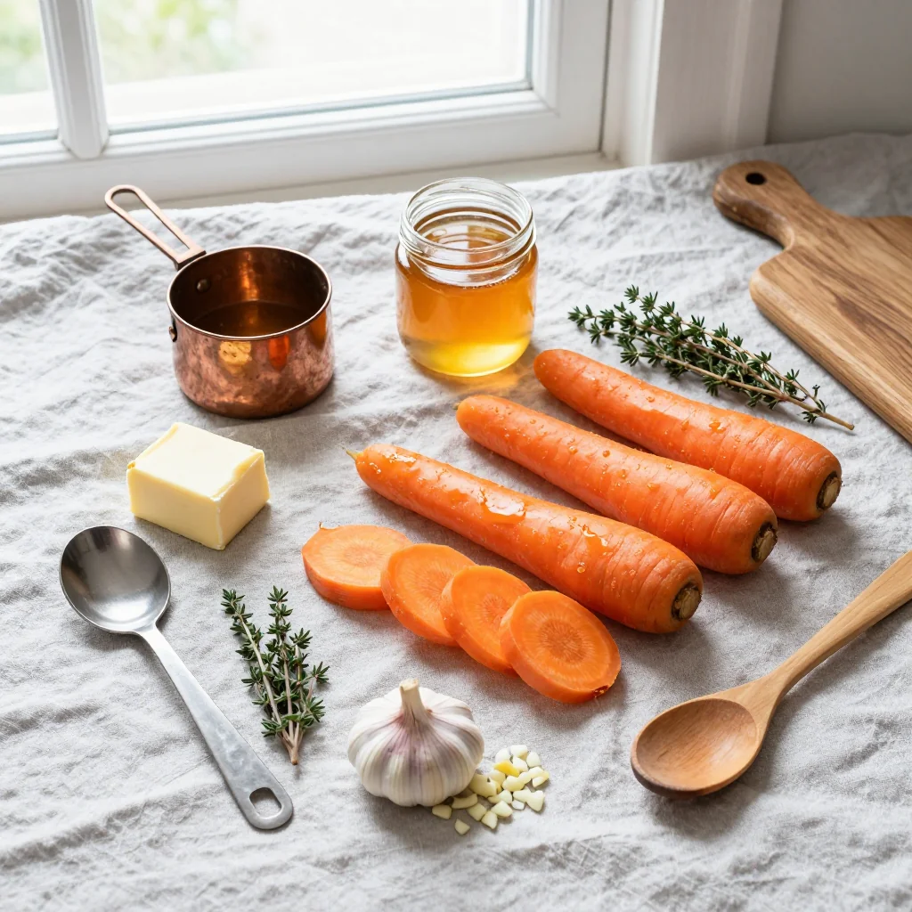 All ingredients for Honey Glazed Carrots Slow Cooker