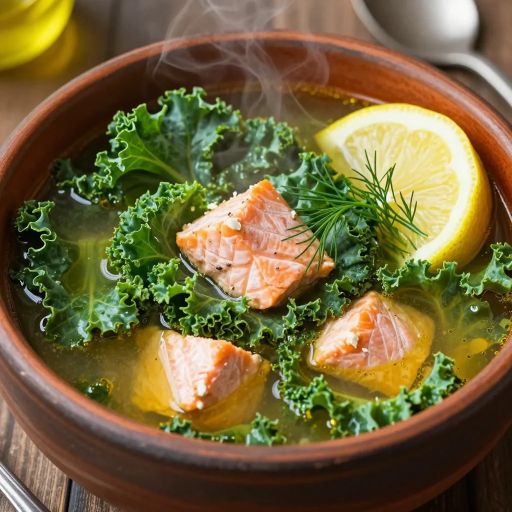 Healthy New Year's Day Salmon and Kale Soup