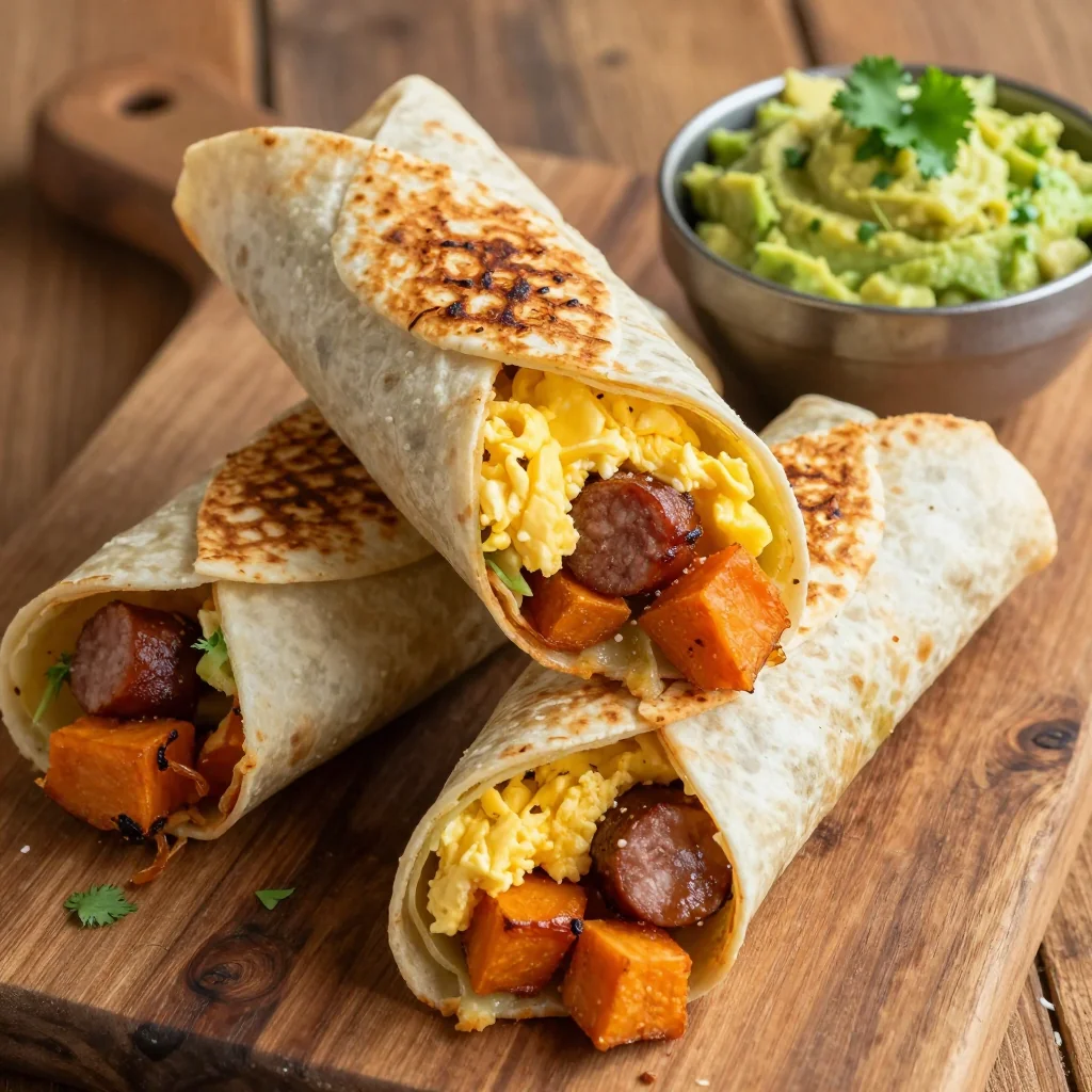 Freezer-Friendly Breakfast Burritos with Sweet Potato