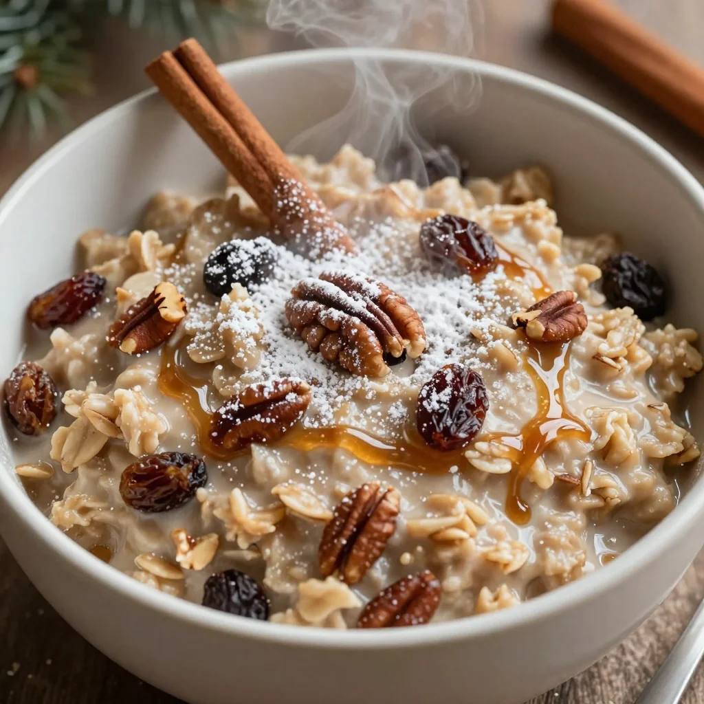 Warm Slow Cooker Gingerbread Oatmeal For Holiday Vibes