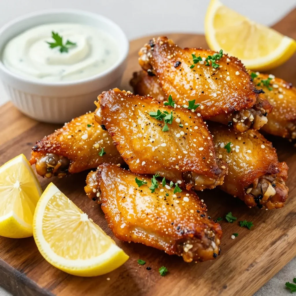 Baked Chicken Wings with Lemon Pepper and Garlic