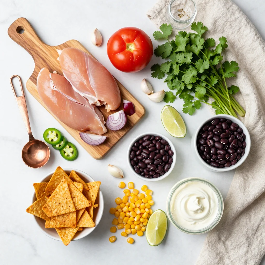 All ingredients for Chicken Tortilla Soup with Fried Tortilla Strips