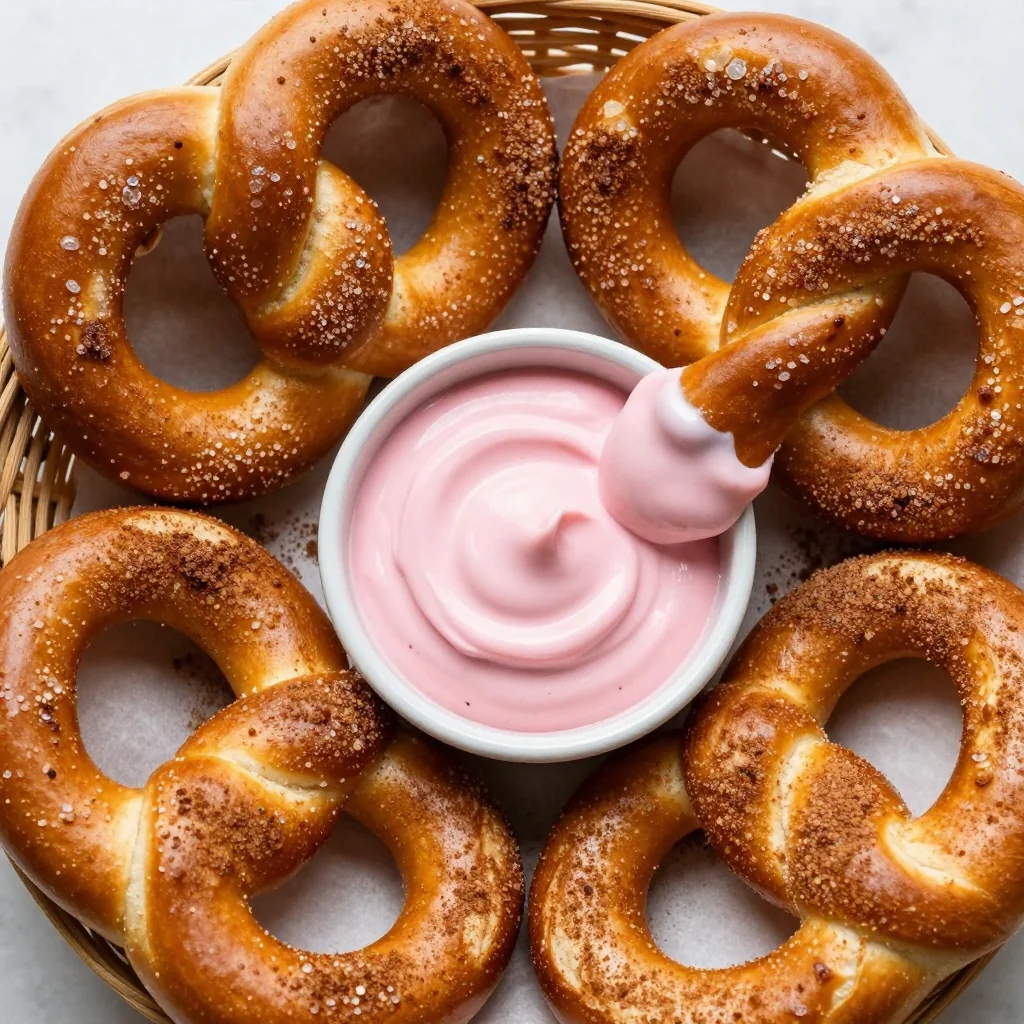 Cinnamon Sugar Pretzels with Cream Cheese Dip for Snack