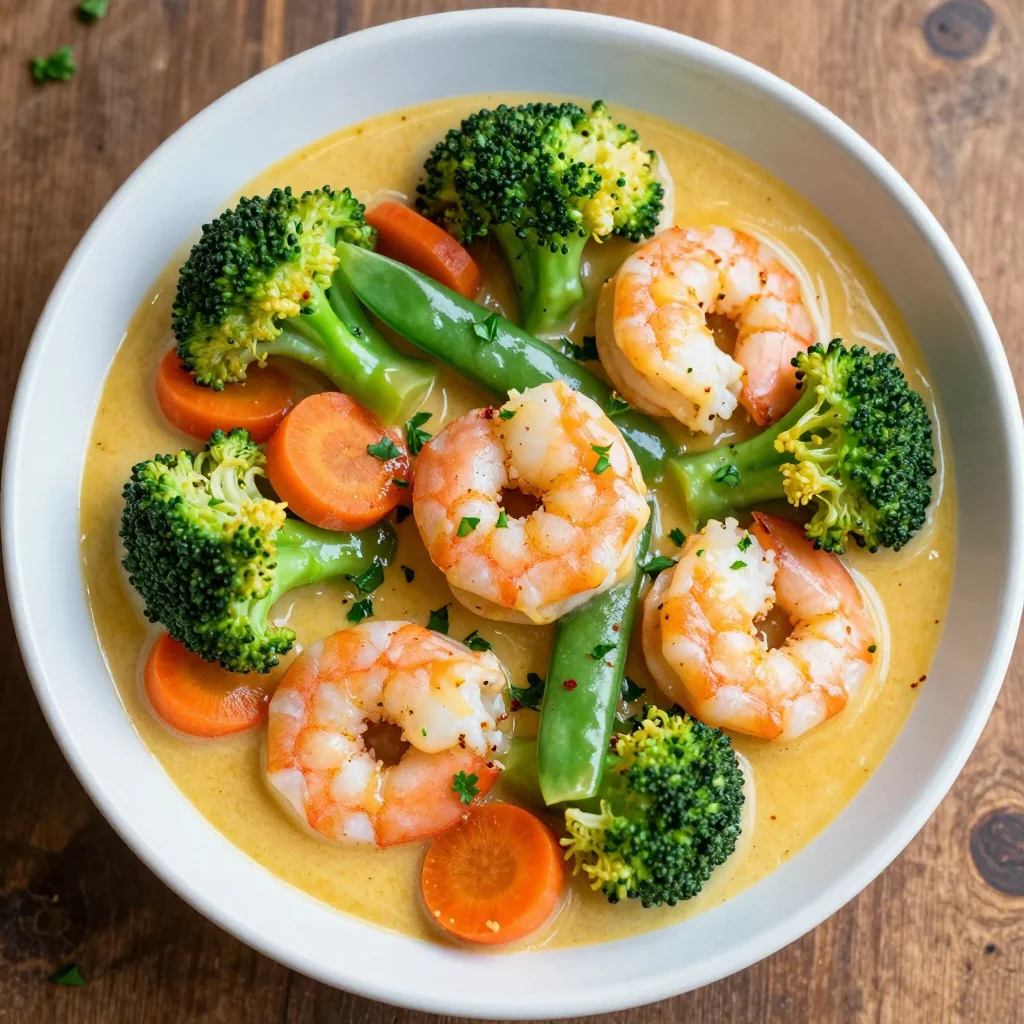 Budget Dinner Creamy Garlic Butter Shrimp and Vegetables