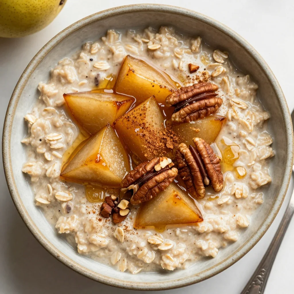 Warm Spiced Pear and Ginger Oatmeal for January