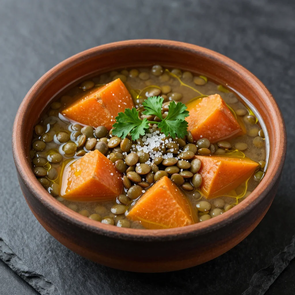 batch cooking savory lentil and root vegetable stew for cold evenings