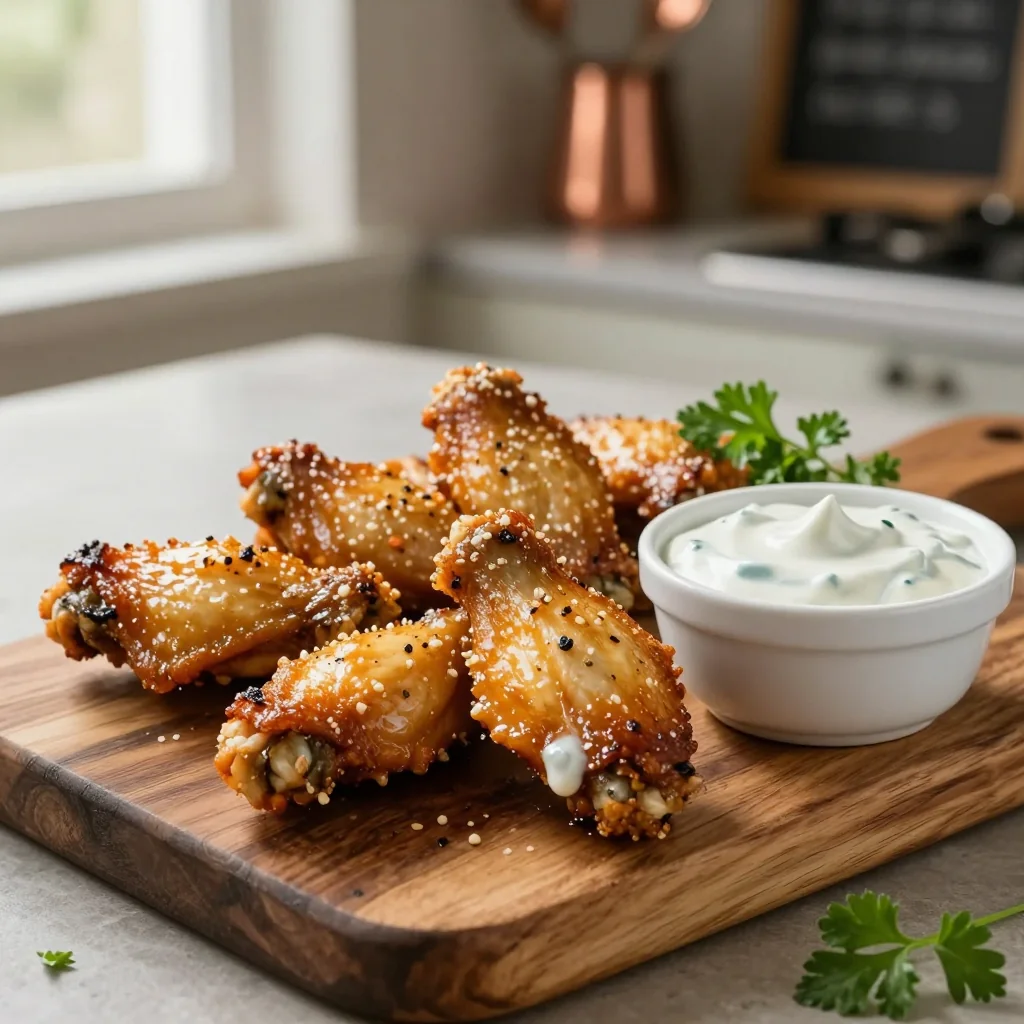 Garlic Parmesan Wings with Ranch Dip