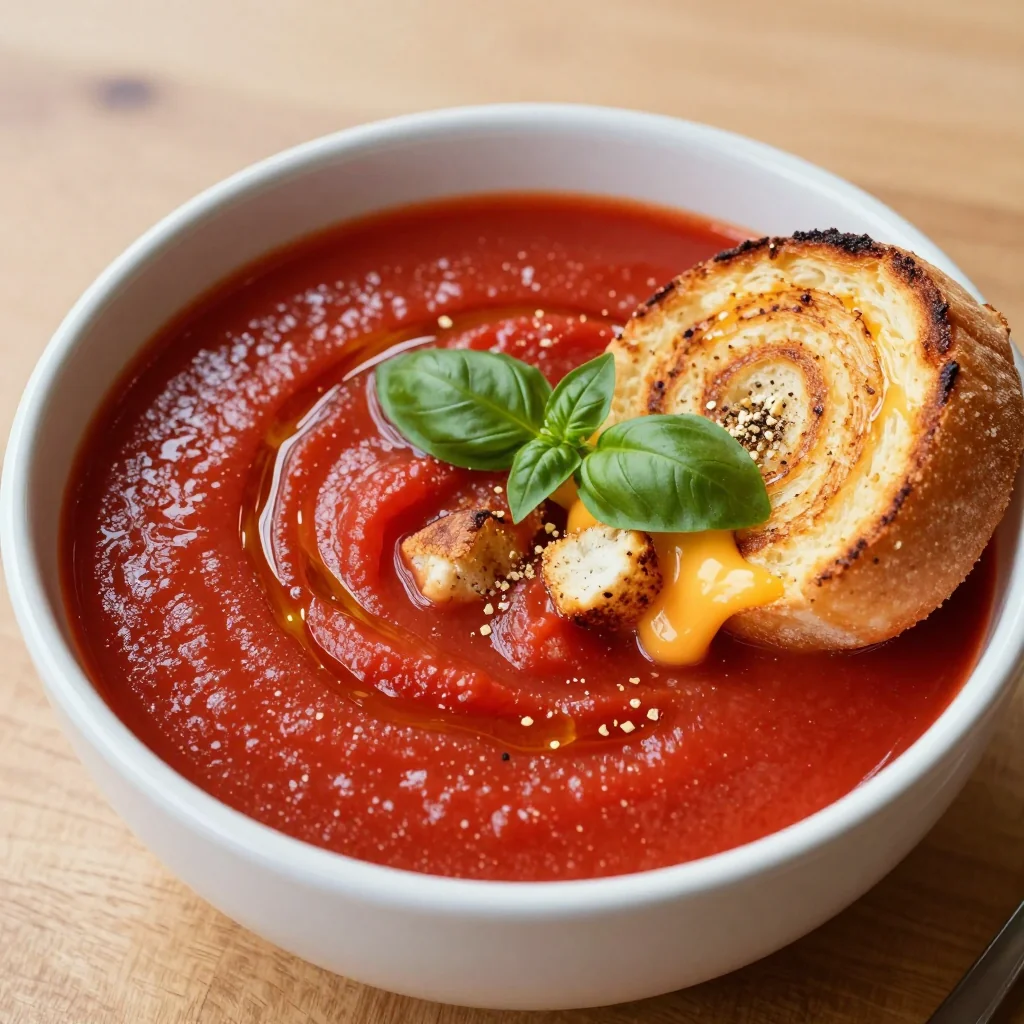 Quick Weeknight Pantry Tomato Soup with Grilled Cheese Twist