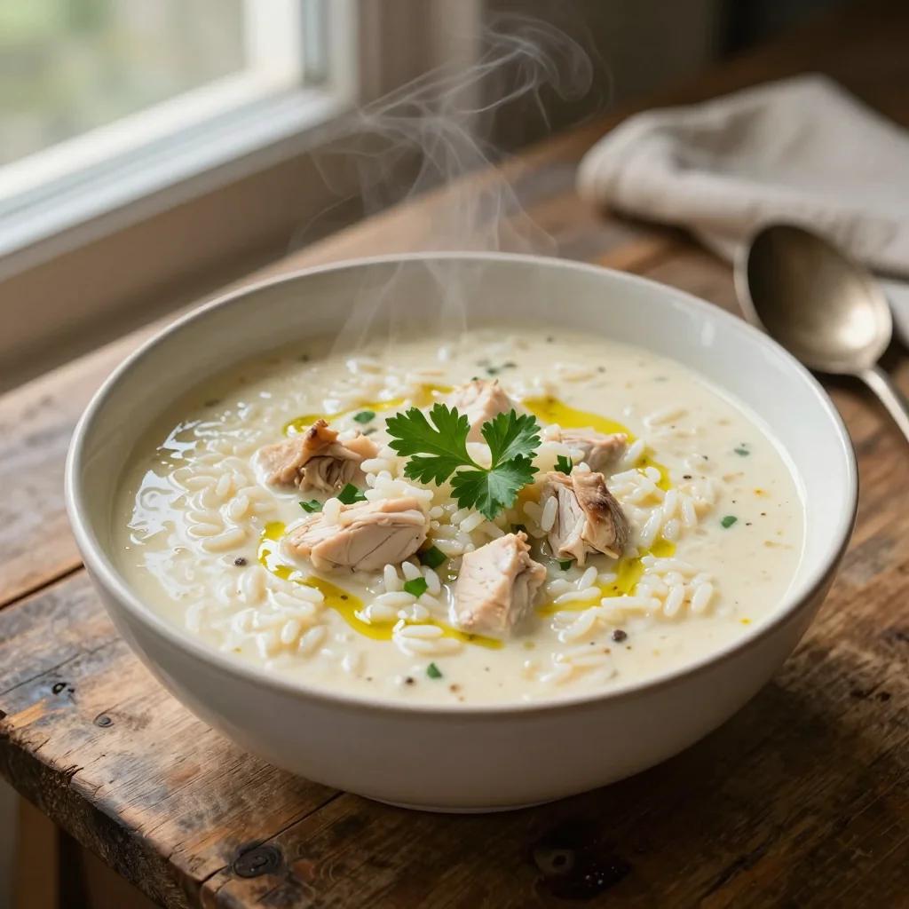 Creamy Vegetable Soup with Rice and Chicken
