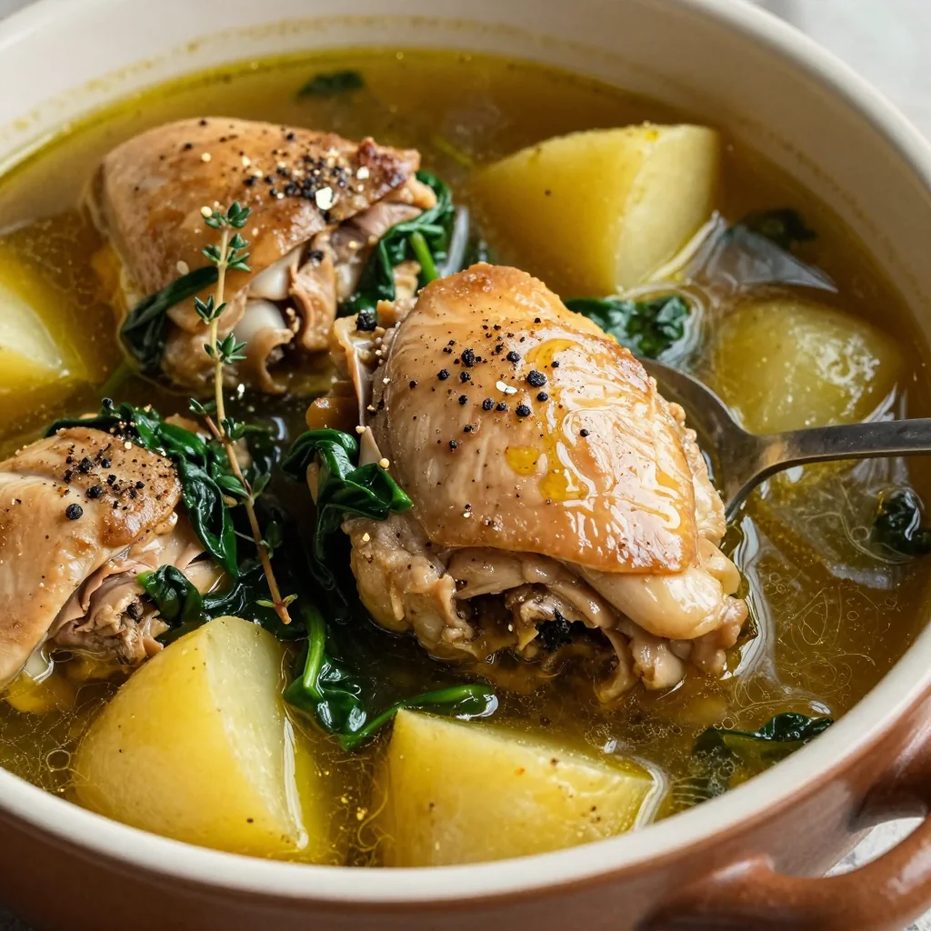 onepot garlic chicken and spinach stew for cozy january evenings