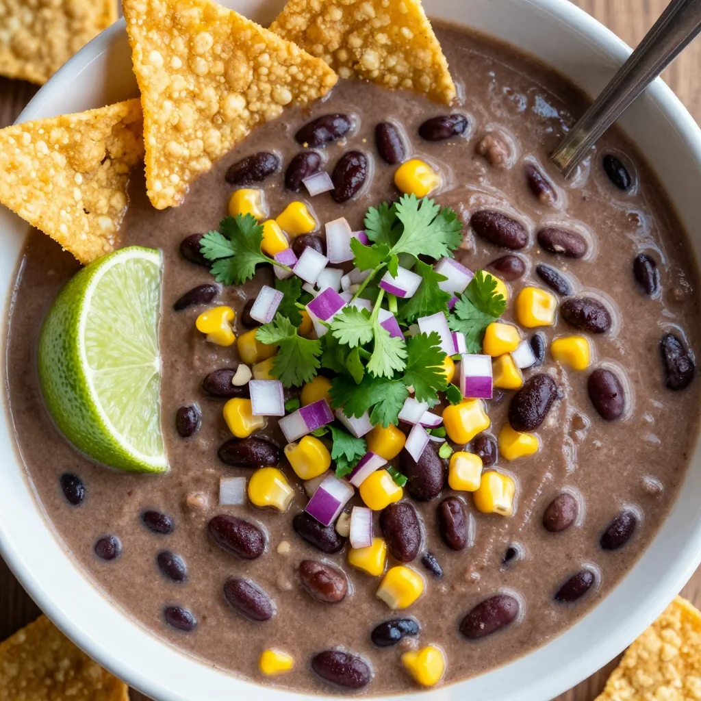 Cozy Black Bean and Corn Chowder with Lime