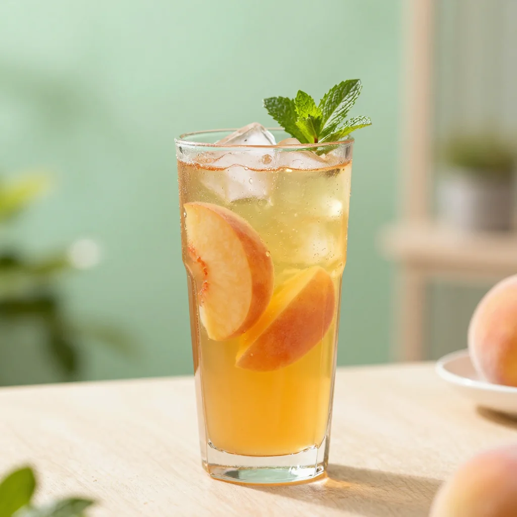 Peach Iced Tea with Fresh Mint