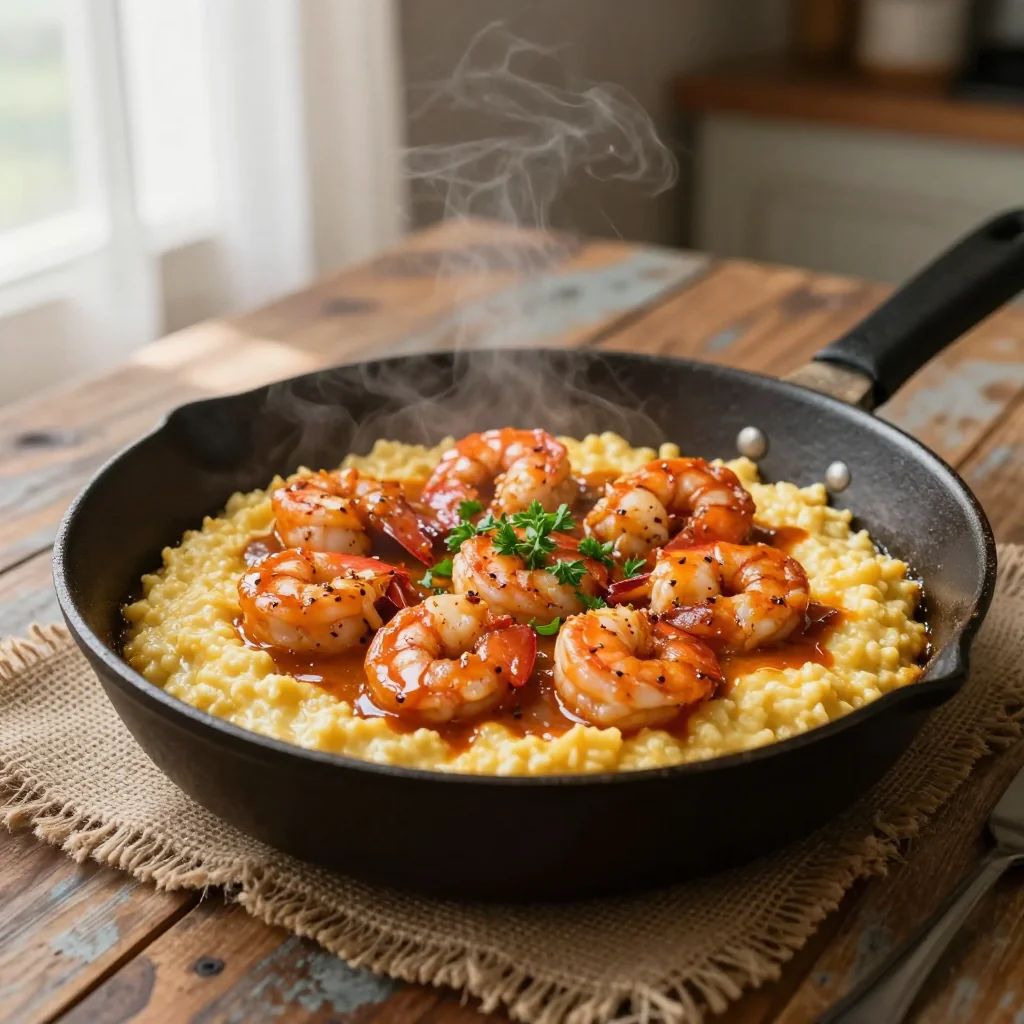 Shrimp and Grits with Cajun Sauce