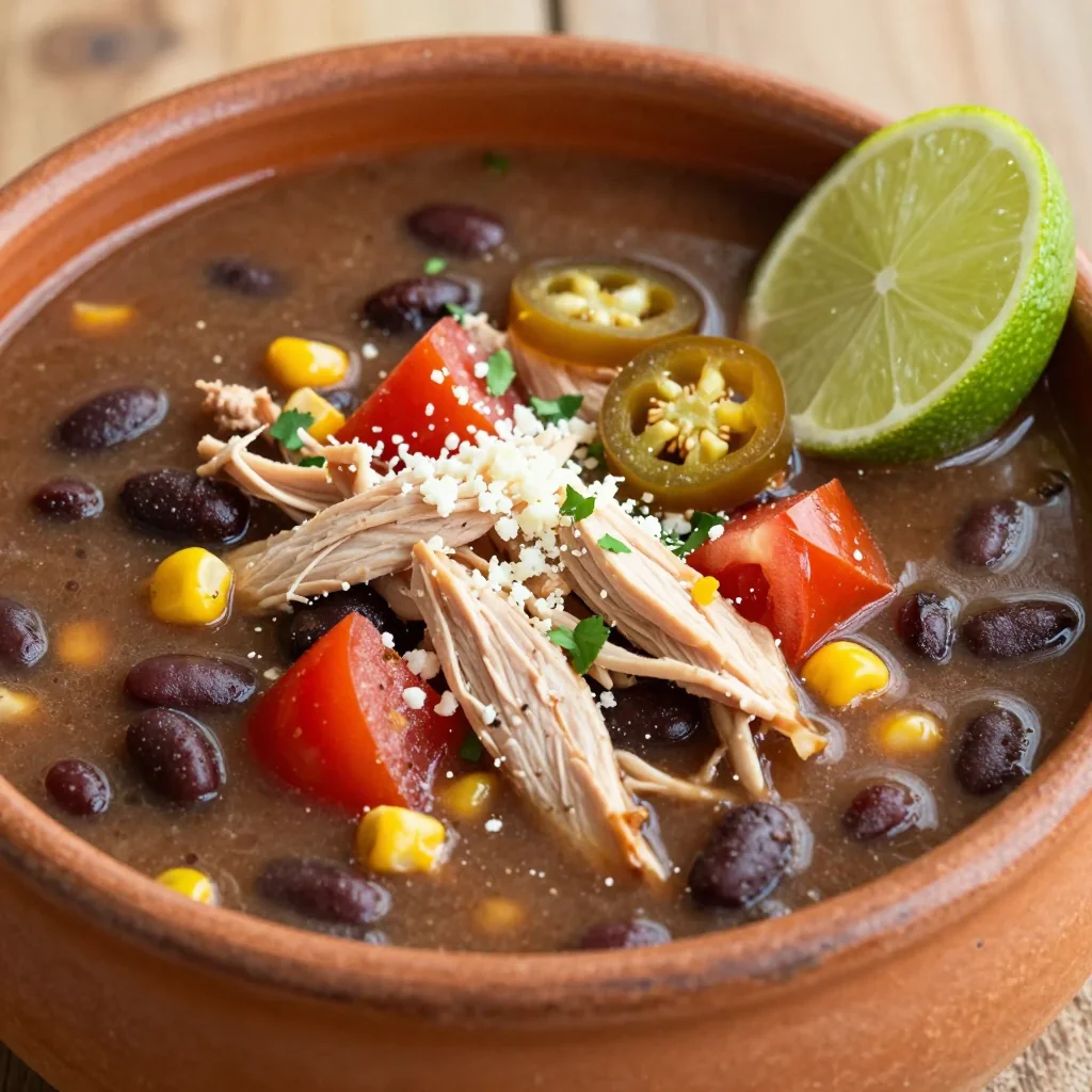 High Protein Black Bean and Chicken Soup for Reset