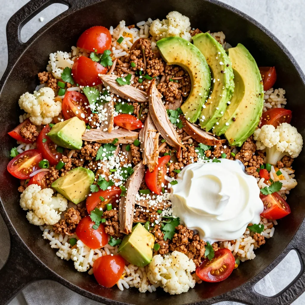 Healthy Turkey Taco Skillet with Cauliflower Rice